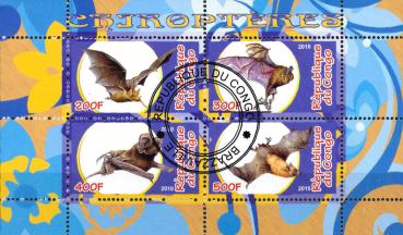 Fledermaus-Briefmarkenset Kongo  Detail